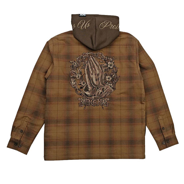 DGK In Chains Flannel Shacket Brown - Skatewarehouse.co.uk