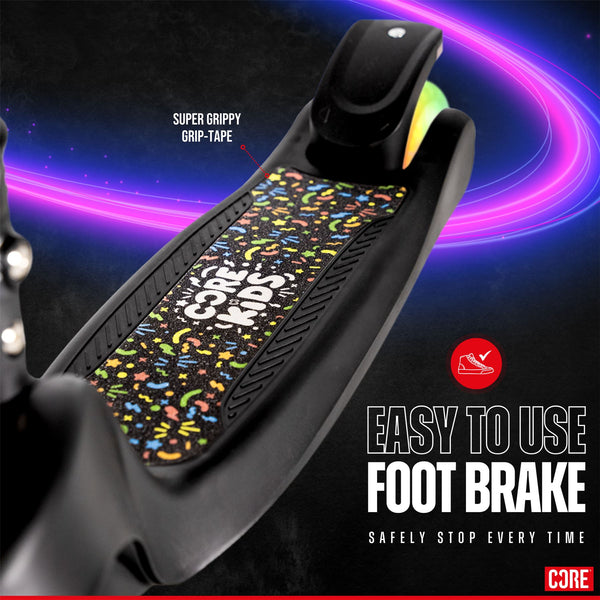 CORE Kids Spark 3 Wheel Scooter (LED / Bar / Deck) - Black