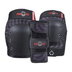 Pro-Tec Pads X Spitfire Street Adult 3PK Pad Set Open - Black - Skatewarehouse.co.uk