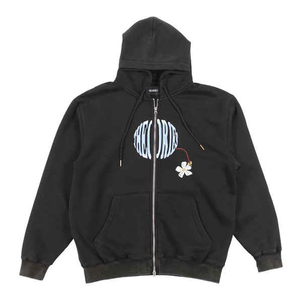 Theories Pollinate Zip-Up Hooded Sweatshirt Black