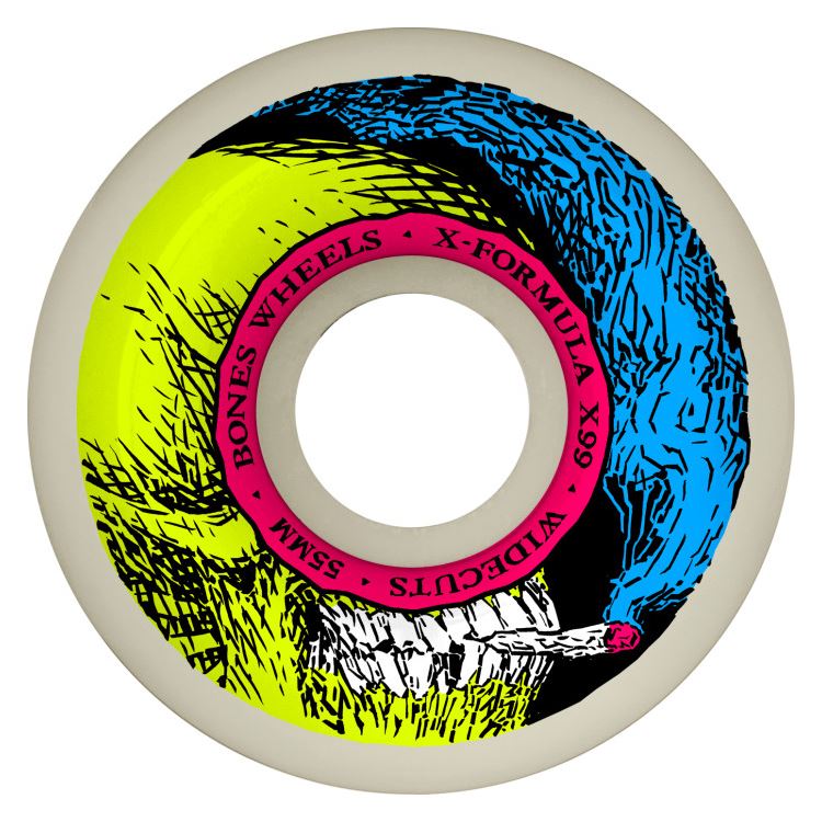 BONES Skateboard Wheels 'Smokin Skull' 99A V6 (Widecut) - Skatewarehouse.co.uk
