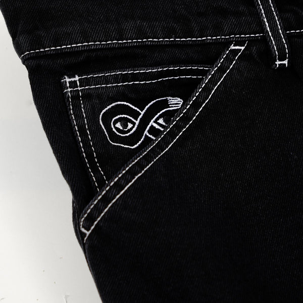 Magenta OG Denim Long Shorts Black Denim - Skatewarehouse.co.uk