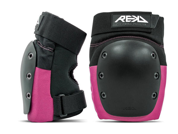 REKD Skateboard Skate Scooter BMX Ramp Knee Pads - Black / Pink - Skatewarehouse.co.uk