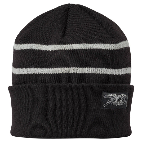Stock Eagle Label Stripe Cuff Beanie (Black/Grey) - O/S