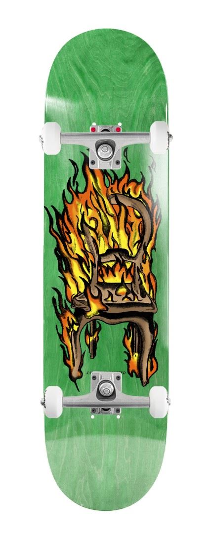 Jacuzzi Unlimited Chair on Fire Twin Tail art EX7 Green x Venom Custom Complete Skateboard - 8.25