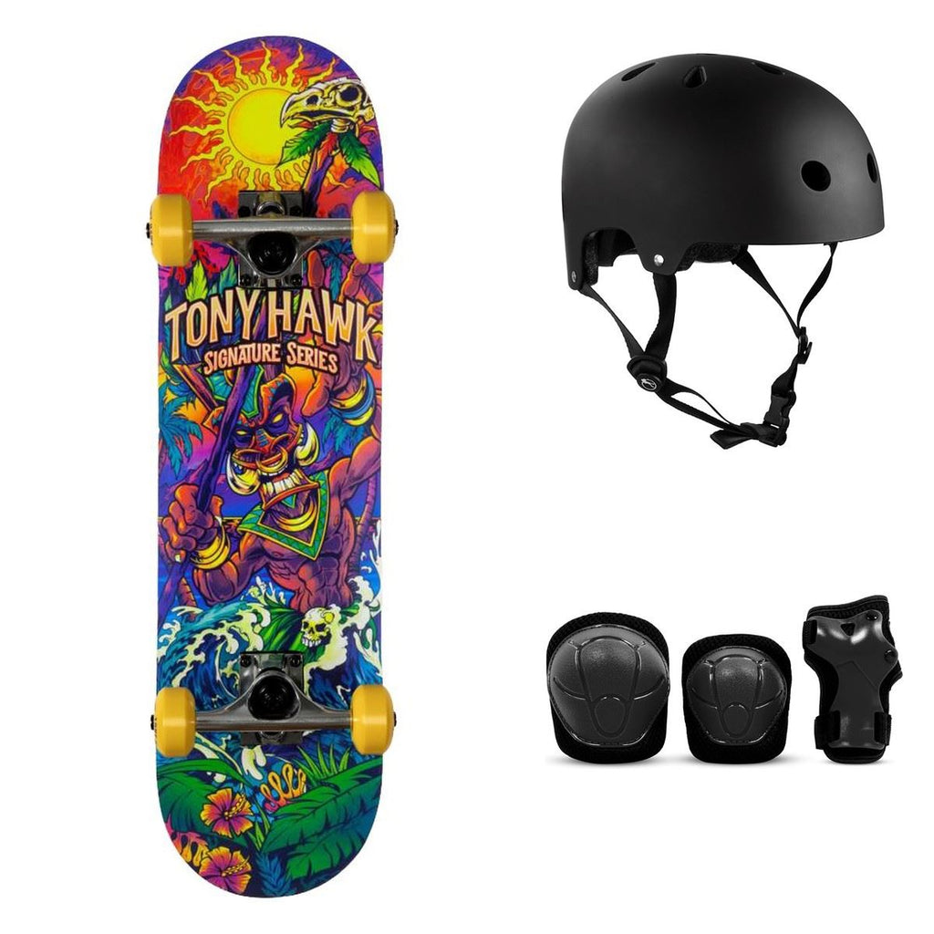 Tony Hawk SS 360 Utopia Mini Multi Complete Skateboard Bundle - SFR Helmet & Pads - 7.25"