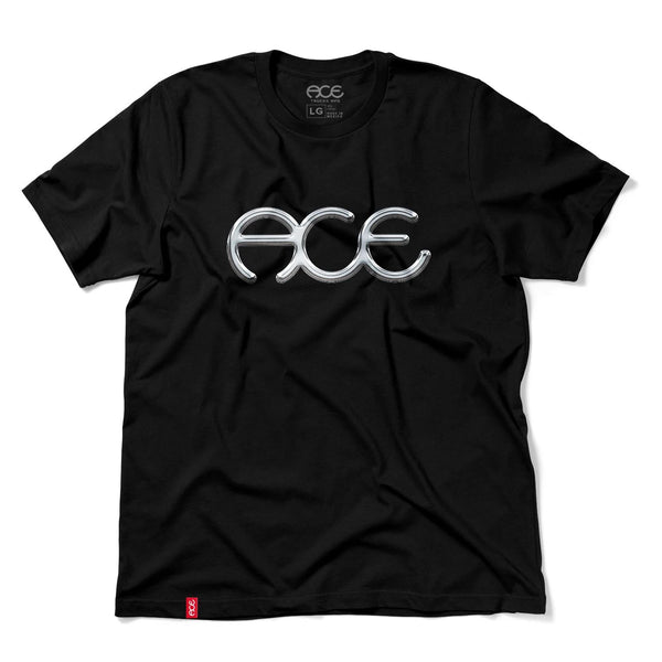 Ace Skateboard Trucks Chrome Tee Black - Skatewarehouse.co.uk