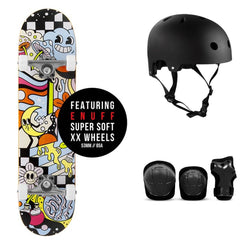 Enuff Meltworld Dazed Complete Skateboard Bundle - SFR Helmet & Pads - 7.75"