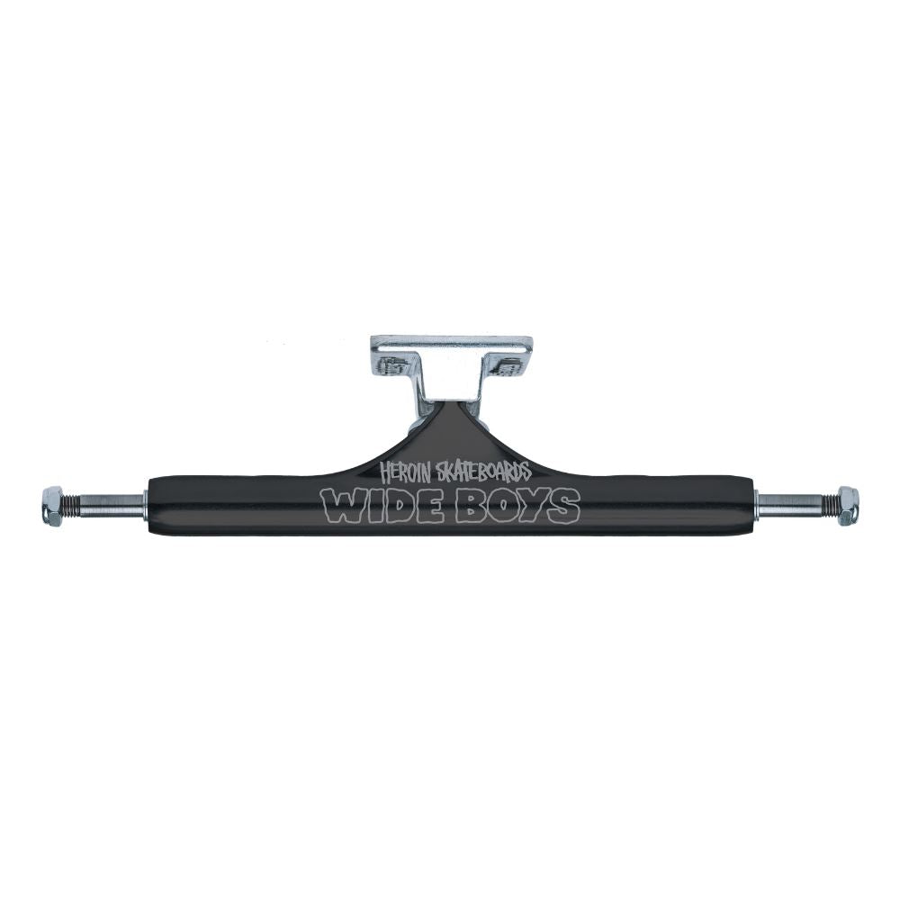 Slappy ST1 Hollow Wide Boys Laser Etch Black / Polished Skateboard Trucks - 10.5" (Pair)