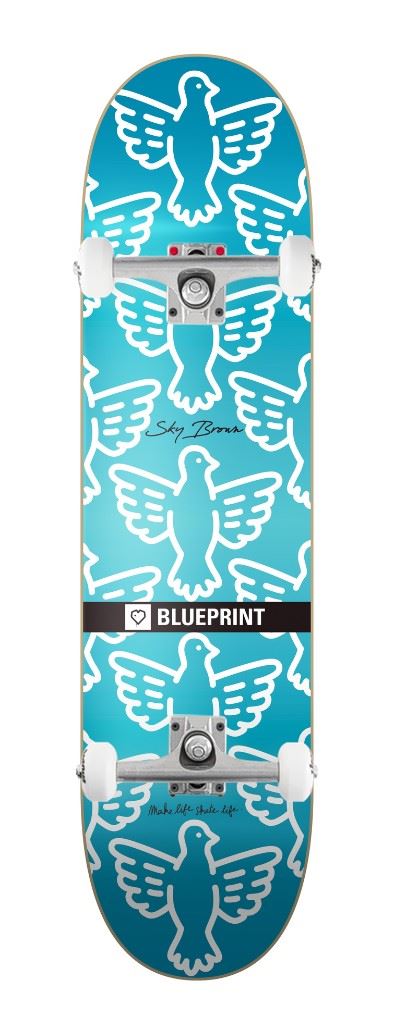 Blueprint x Sky Brown x MLSL Collab Bird Blue Fade x Venom Custom Complete Skateboard - 8.25