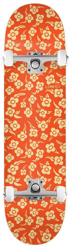 Krooked PP Flowers Orange Custom Complete Skateboard - 8.06