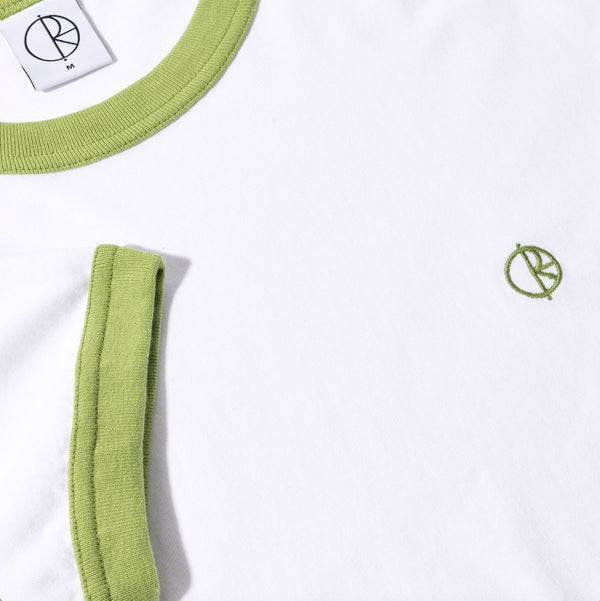 Polar Skate Co Ringer Tee (White / Peridot) - S