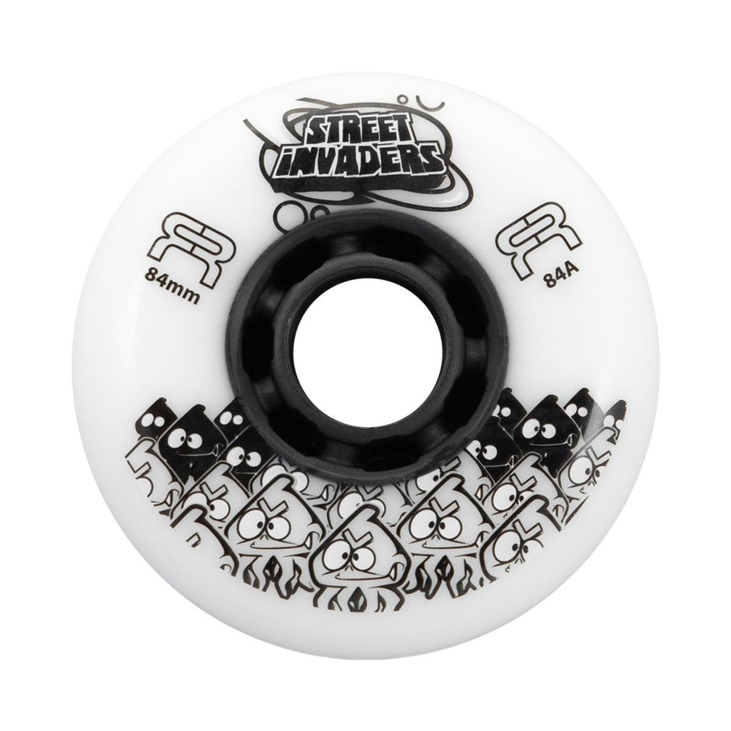 FR Street Invaders Wheel - Round Profile - White - 84mm / 84a (Set of 4)