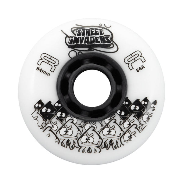 FR Street Invaders Wheel - Round Profile - White - 84mm / 84a (Set of 4)