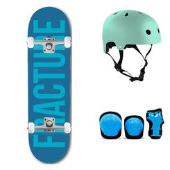 Fracture Fade Teal x Venom Custom Complete Skateboard Bundle - SFR Helmet & Pads - 8.25"
