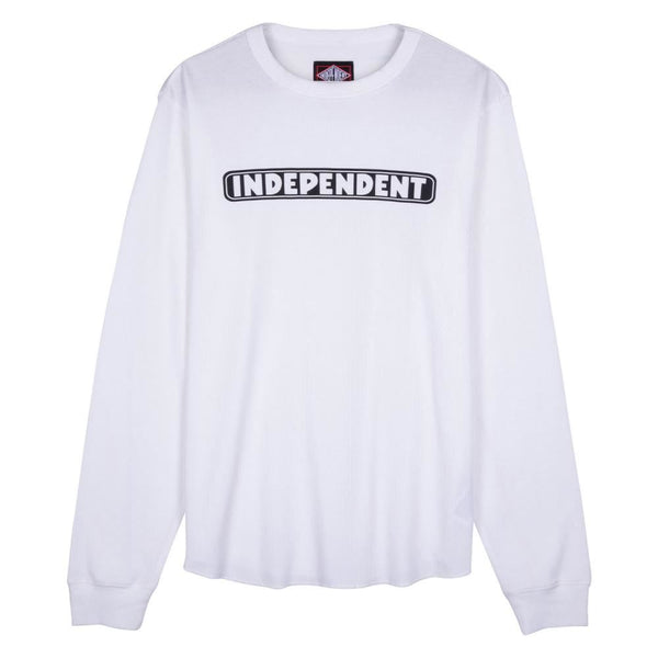 Independent L/S T-Shirt Bar Logo Thermal - White - Skatewarehouse.co.uk