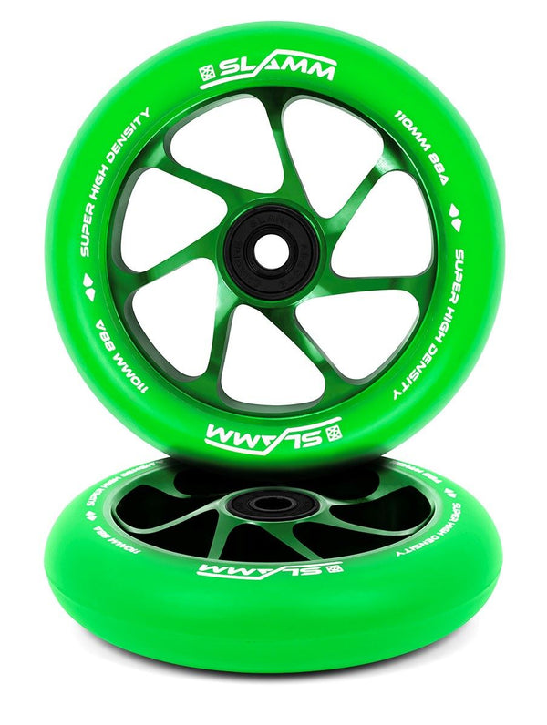 Slamm 110mm Team Wheels - Green / Green - 110mm - Skatewarehouse.co.uk