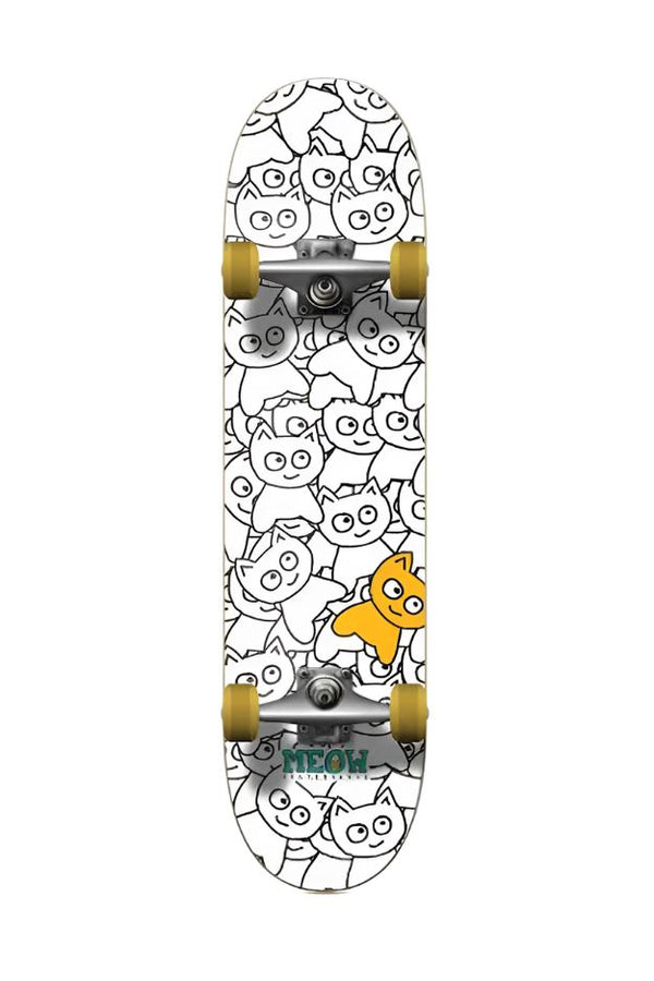 Meow Sticker Pile White Complete Skateboard - 8.0