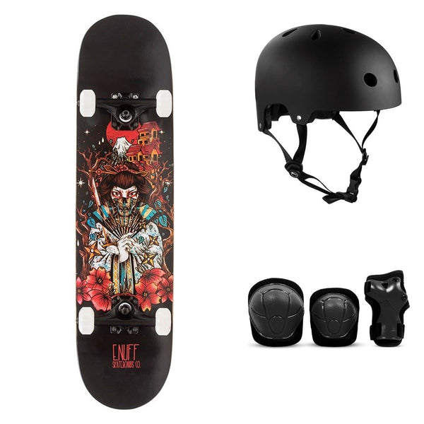 Enuff Nihon Geisha Complete Skateboard Bundle - SFR Helmet & Pads