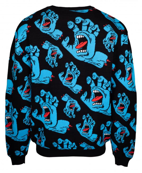 Santa Cruz Crew Hands All Over Knit Crew - Black - Skatewarehouse.co.uk