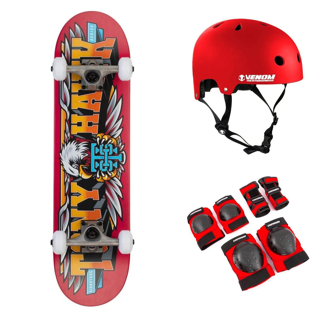 Tony Hawk SS 180 Big League Mini Red Complete Skateboard Bundle - 7.25"