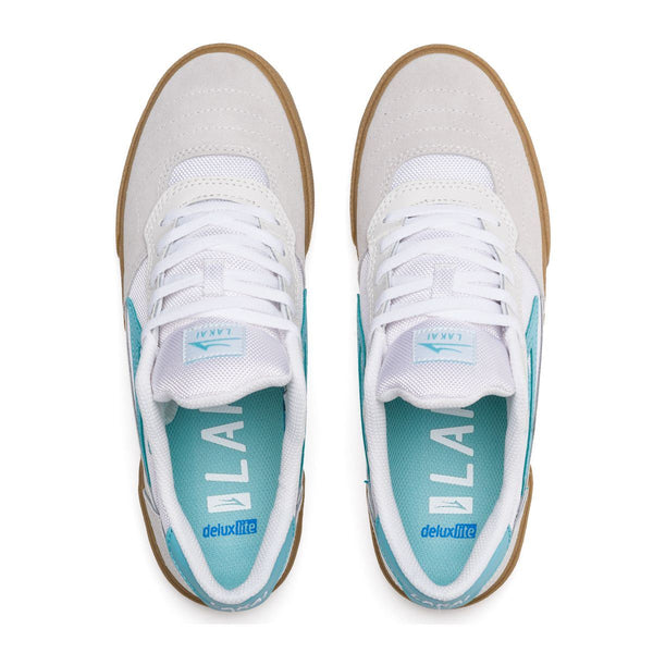 Lakai Cambridge White Teal Suede Skate Shoes - Skatewarehouse.co.uk