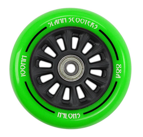 Slamm Scooter 100mm Nylon Core Scooter Wheels - Green - Skatewarehouse.co.uk