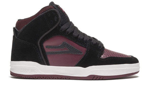 Lakai Telford Kids Skate Shoes - Black / Burgundy - Skatewarehouse.co.uk