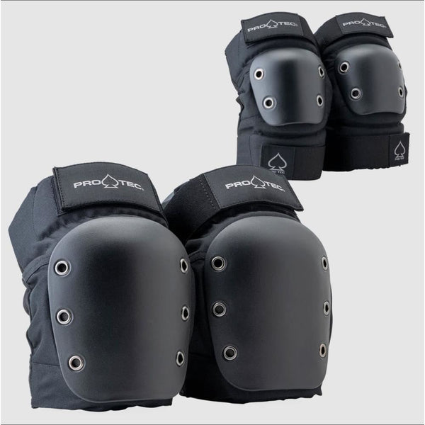 Pro-Tec Pads. Street Knee/Elbow Pad Set Open - Black - Skatewarehouse.co.uk
