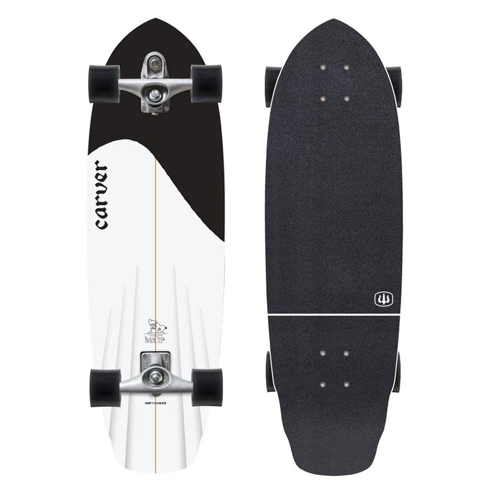 Carver Black Tip - C7 Surfskate Cruiser Skateboard - 9.875" x 32.5" - Skatewarehouse.co.uk