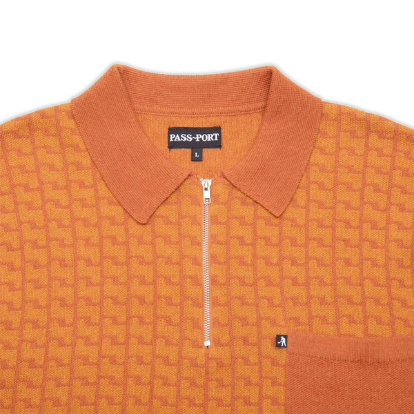 Pass~Port Drain Knit Short-sleeve Polo (Burnt Orange)