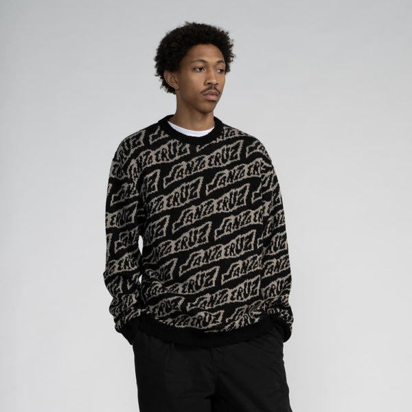 Santa Cruz Knit Crew Creep Repeat - Black Creep Repeat - Skatewarehouse.co.uk