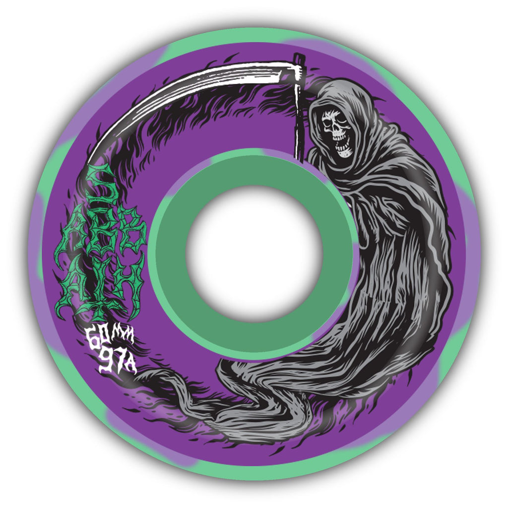 Sabbath Skateboard Wheels Death Wizard 99A Green/Purple (Conical) - Skatewarehouse.co.uk
