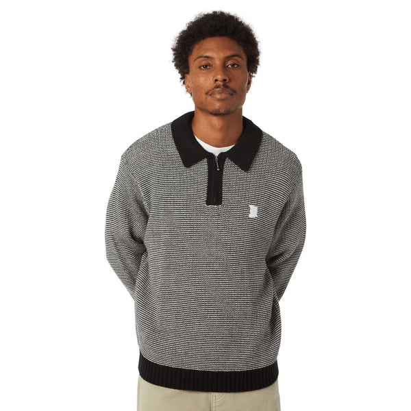HUF Megablast Two Tone Waffle Sweater (Black / White)