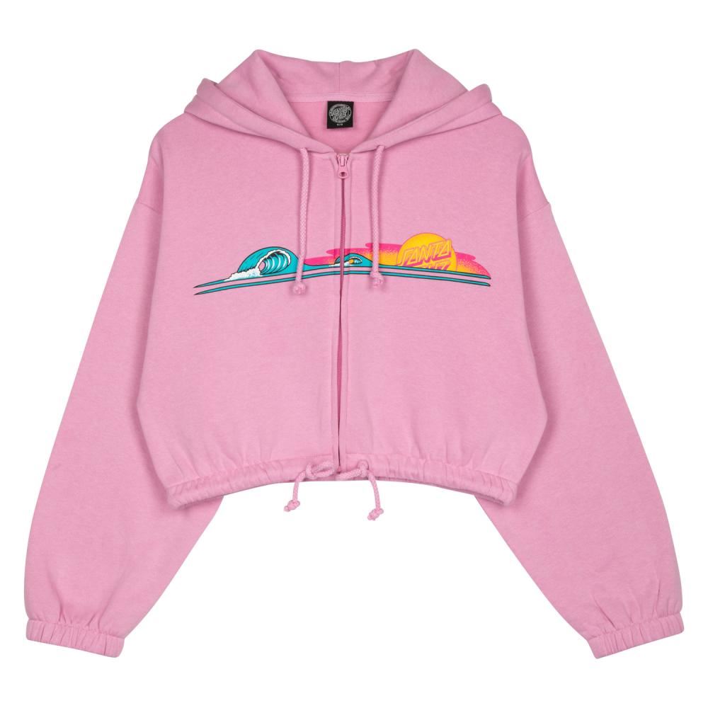 Santa Cruz Womens Zip Hood Sunrise Dot Zip Hood - Fondant Pink - Skatewarehouse.co.uk