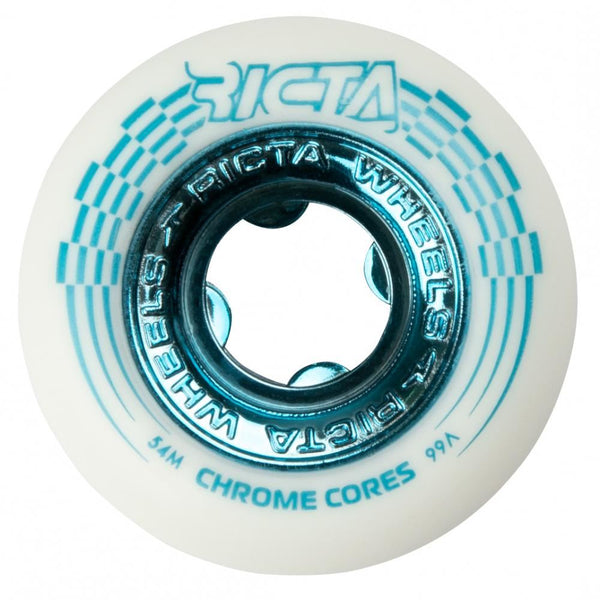 Ricta Skateboard Wheels Chrome Core 99a - White / Teal - Skatewarehouse.co.uk