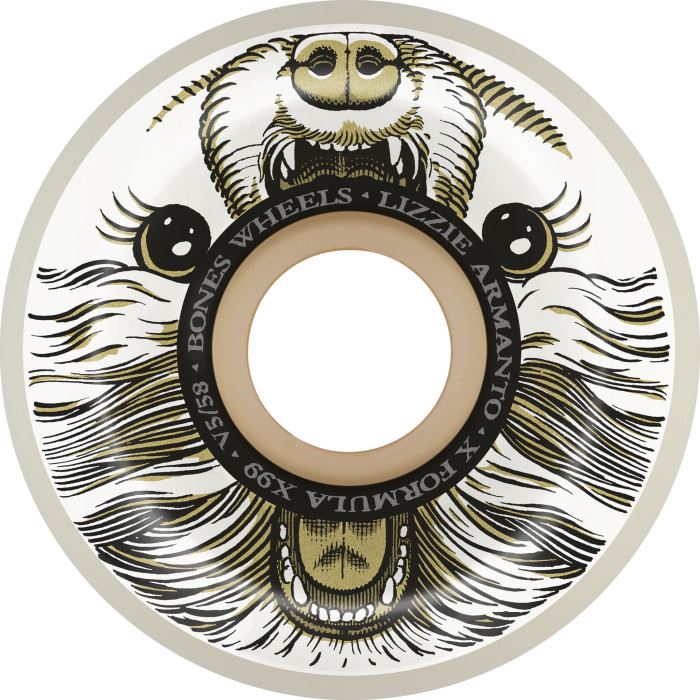 BONES Armanto 'Alma Mutter' 58mm V5 Sidecut X-Formula 99a Skateboard Wheels - White