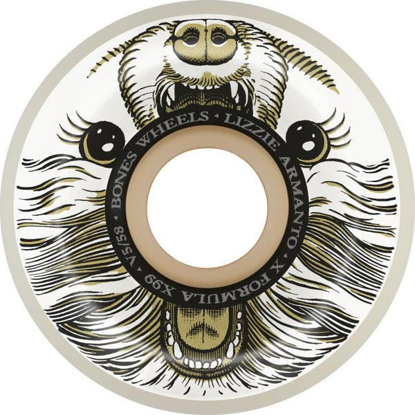 BONES Armanto 'Alma Mutter' 58mm V5 Sidecut X-Formula 99a Skateboard Wheels - White