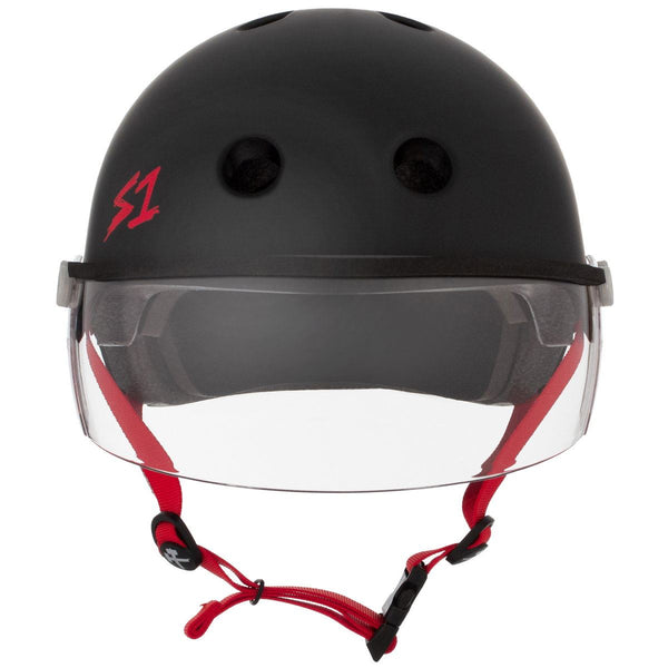 S1 Lifer Helmets inc Visor - Black Matt inc Red Strap