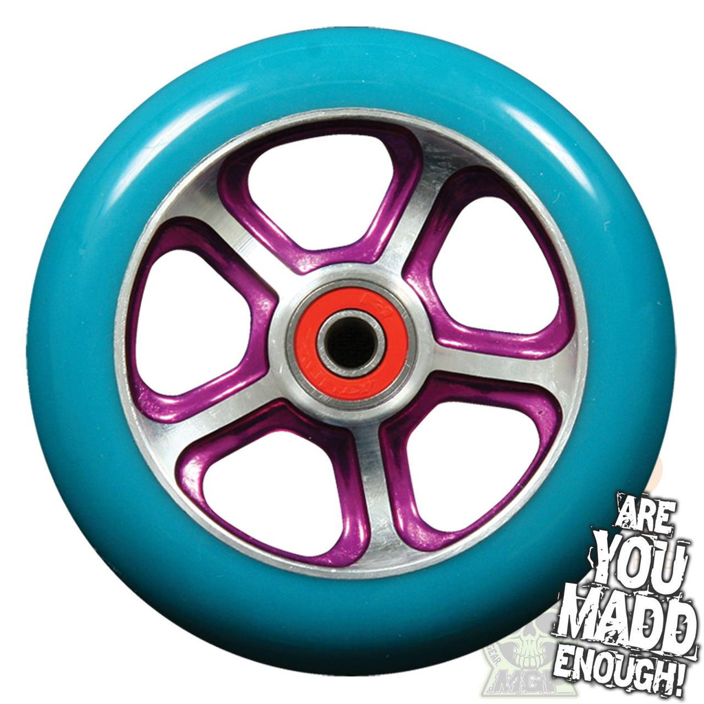 Madd Gear Ddam Cfa 110Mm Wheel - Purple/Turquoise Inc Bearings - Skatewarehouse.co.uk