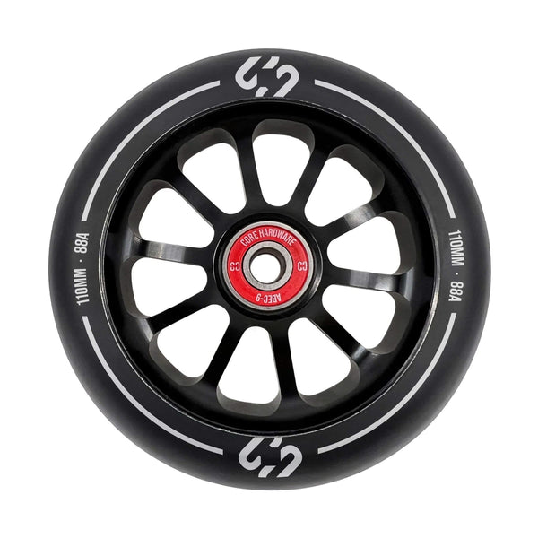 CORE Icon Spoked Stunt Scooter 110mm - Black / Black Scooter Wheels