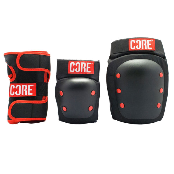 CORE Protection Skate Triple Pad Set - Red (Knee / Elbow / Wrist)