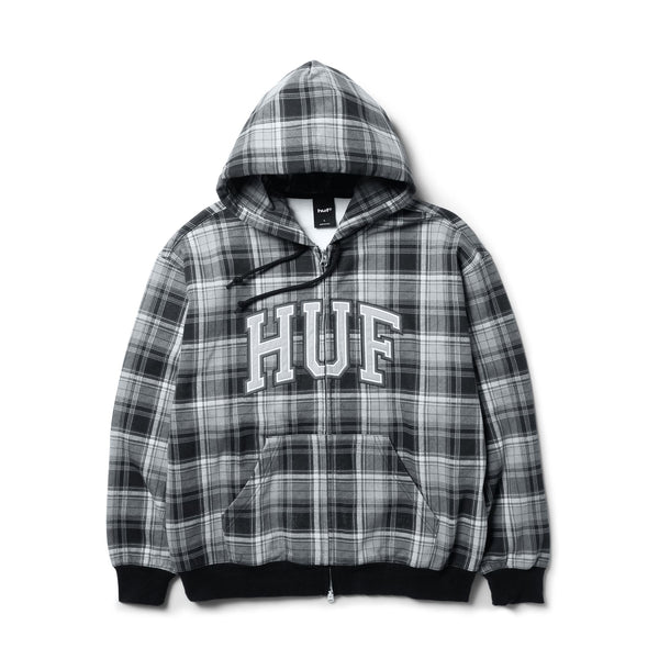 HUF Arch Plaid FZ Heavyweight Hoodie (Black)