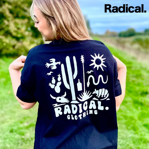 Radical. Desert Oversized Boxy Fit unisex T-shirt - Black - Skatewarehouse.co.uk