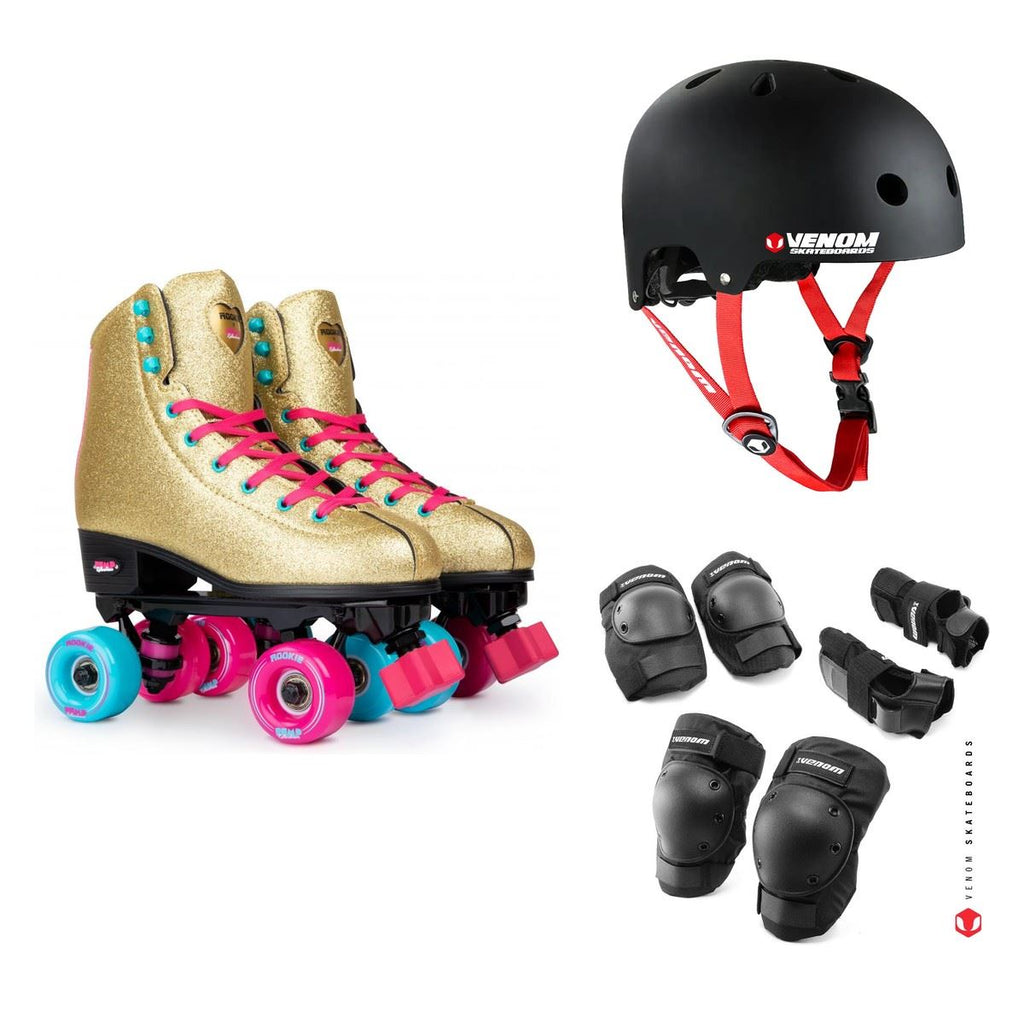 Rookie Rollerskates BUMP Rollerdisco V2 Quad Skates Gold Bundle