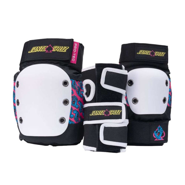 Pro-Tec Pads X Santa Cruz Street Adult 3-PK Pad Set Open - Black / White / Pink