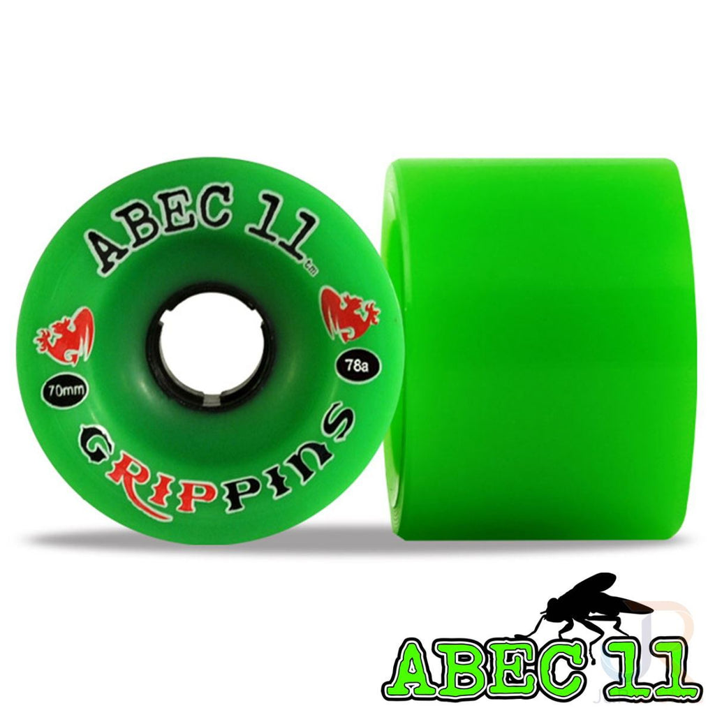 ABEC 11 - Classic Grippins - Green - 70 / 88A - Set 4 Skateboard Wheels - 70mm