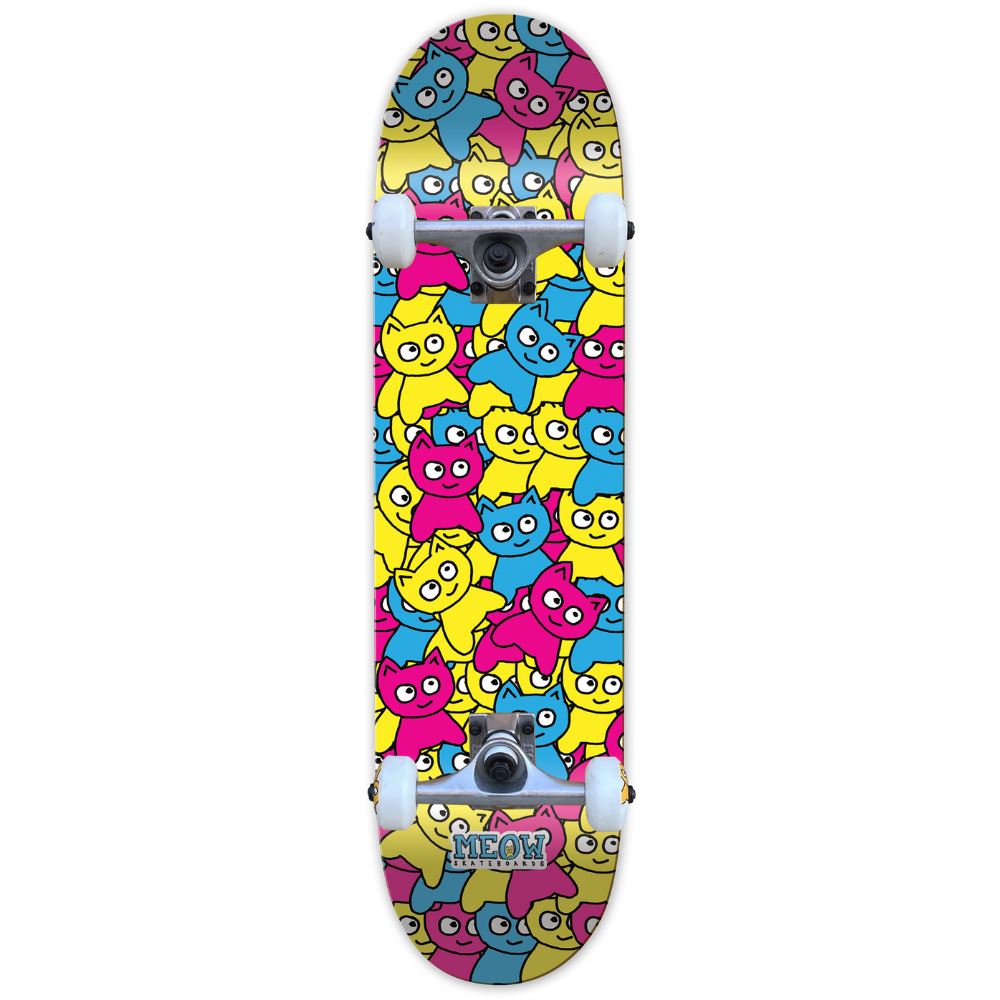 Meow Sticker Pile CMYK Multi Complete Skateboard - 7.75"