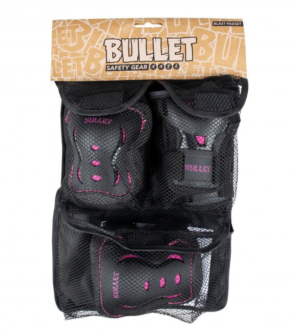Bullet Triple Padset Blast V2 Junior - Black / Pink - Skatewarehouse.co.uk
