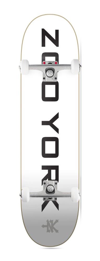 Zoo York OG 95 Logo Block White/Black/Grey x Venom Core Custom Complete Skateboard - 7.75